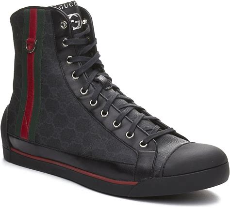 gucci black leather studded high-top sneaker|gucci ace sneakers men's.